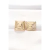 Pirinç Gold Renk Kare Form Küpe