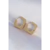 Pirinç Gold Renk Kare Küpe
