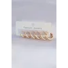 Pirinç Gold Renk Oval Küpe Seti