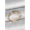 Pirinç Gold Renk Pembe Damla Zirkon Taşlı Ayarlanabilir Kadın Yüzük