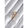 Pirinç Gold Renk Pembe Zirkon Taş Kalp Charm Model Kadın Yüzük