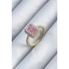 Pirinç Gold Renk Pembe Zirkon Taşlı Kadın Yüzük