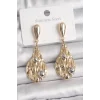 Pirinç Gold Renk Sallantı Damla Model Gümüş Top Detay Kadın Küpe