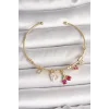 Pirinç Gold Renk Sallantı Kırmızı Zirkon Taşlı Kiraz Figür Charm Kadın Bileklik