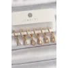 Pirinç Gold Renk Sallantı Zirkon Taşı Damla Model Kadın Küpe Seti