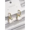 Pirinç Gold Renk Sallantı Zirkon Taşlı Çanta Model Kadın Küpe
