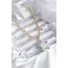 Pirinç Gold Renk Topçuk Zincir Gümüş 3D Yıldız Model Yıldız Detay VİP Kadın Kolye