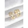 Pirinç Gold Renk Zirkon Taş Detay Zincir Model Kadın Küpe