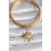 Pirinç Gold Renk Zirkon Taş Detaylı Güneş Model Ajda Charm