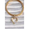 Pirinç Gold Renk Zirkon Taş Detaylı Kalp Figür Ajda Charm
