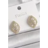Pirinç Gold Renk Zirkon Taş İşlemeli Damla Model Kadın Küpe