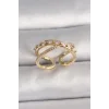 Pirinç Gold Renk Zirkon Taşlı Ayarlanabilir Kadın Yüzük
