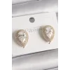 Pirinç Gold Renk Zirkon Taşlı Damla Model Kadın Küpe