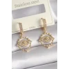 Pirinç Gold Renk Zirkon Taşlı Göz Model Kadın Küpe