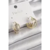 Pirinç Gold Renk Zirkon Taşlı Halka Model Kadın Küpe