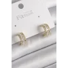 Pirinç Gold Renk Zirkon Taşlı Halka Model Kadın Küpe