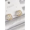 Pirinç Gold Renk Zirkon Taşlı Halka Model Kadın Küpe