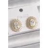 Pirinç Gold Renk Zirkon Taşlı Kadın Küpe