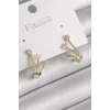 Pirinç Gold Renk Zirkon Taşlı Kadın Küpe