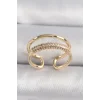 Pirinç Gold Renk Zirkon Taşlı Kadın Yüzük