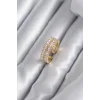 Pirinç Gold Renk Zirkon Taşlı Kadın Yüzük