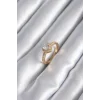 Pirinç Gold Renk Zirkon Taşlı Kalp Charm Model Kadın Yüzük