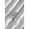 Pirinç Gold Renk Zirkon Taşlı Kalp Charm Model Kadın Yüzük
