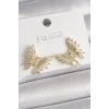 Pirinç Gold Renk Zirkon Taşlı Kelebek Model Kadın Küpe