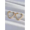Pirinç Gold Renk Zirkon Taşlı Motifli Kalp Küpe