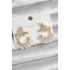 Pirinç Gold Renk Zirkon Taşlı Sallantı Detay Kelebek Model Kadın Küpe