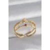 Pirinç Gold Renk Zirkon Taşlı Taç Model Kadın Yüzük