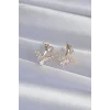 Pirinç Gold Renk Zirkon Taşlı V Model Küpe