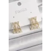 Pirinç Gold Renk Zirkon Taşlı X Model Sallantı Detay Kadın Küpe