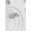 Pirinç Gold Renk Zirkon Taşlı Yaprak Model Kadın Kıkırdak Küpe