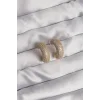 Pirinç Gold Renk Zirkon Taşlı Yarım Halka Küpe
