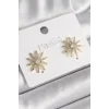 Pirinç Gold Renk Zirkon Taşlı Yıdız Model Kadın Küpe