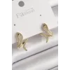 Pirinç Gold Renk Zirkon Taşlı Yılan Model Kadın Küpe