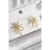 Pirinç Gold Renk Zirkon Taşlı Yıldız Düğüm Model Kadın Küpe