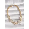 Pirinç Gold Renk Zirkon Taşlı Yonca Model Kadın Bileklik
