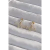 Pirinç Gold Renk Zirkon Taşlı Zikzak Küpe