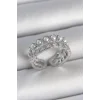 Pirinç Gümüş Renk 2Li Sıra Zirkon Taşlı Ve İncili Ayarlanabilir Kadın Yüzük