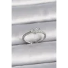 Pirinç Gümüş Renk Ayaralanabilir Zirkon Taşlı Kalp Model Kadın Yüzük