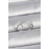 Pirinç Gümüş Renk Ayarlanabilir Zirkon Taşlı Beyaz Mineli Kalp Model Kadın Yüzük