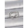 Pirinç Gümüş Renk Ayarlanabilir Zirkon Taşlı Sarmal Model Kadın Yüzük