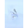 Pirinç Gümüş Renk Ayarlanabilir Zirkon Taşlı Yılan Yüzük