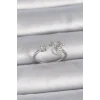 Pirinç Gümüş Renk Ayarlanabilir Zirkon Taşlı Yıldız Model Kadın Yüzük