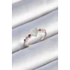 Pirinç Gümüş Renk Beyaz Mineli Kalp Model Zirkon Taş Detaylı Kadın Yüzük