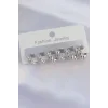 Pirinç Gümüş Renk Minimal Tırtıklı Küpe Seti