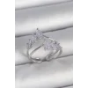 Pirinç Gümüş Renk Mor Damla Zirkon Taşlı Taç Model Kadın Yüzük