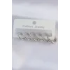 Pirinç Gümüş Renk Oval Küpe Seti